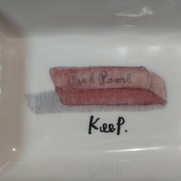 Rae Dunn 2017 OG Graphic Office Divided Two Compartment Dish Organizer White - Picture 5 of 8